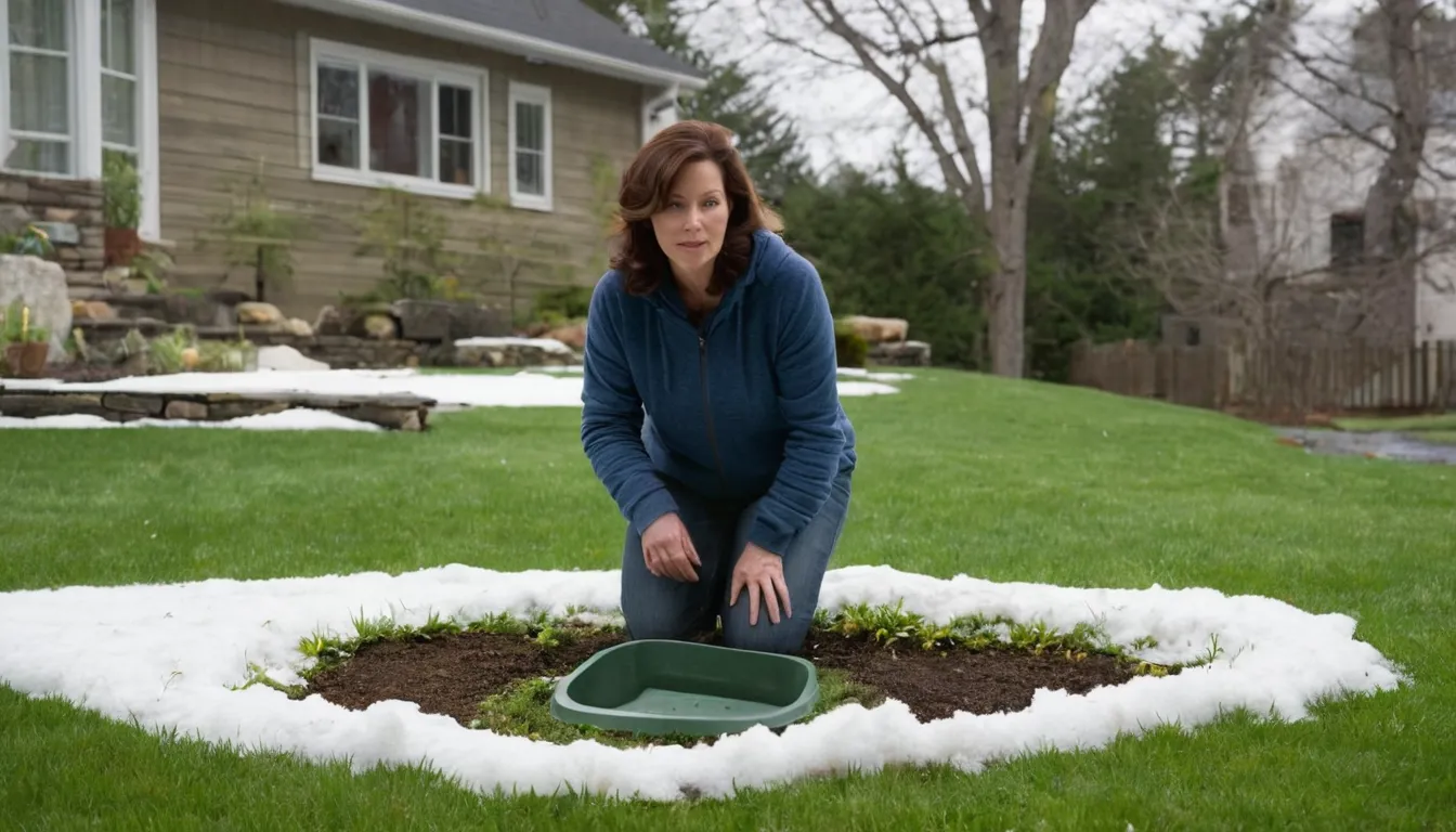 A homeowner checking a septic tank access lid in a yard in the Medford area